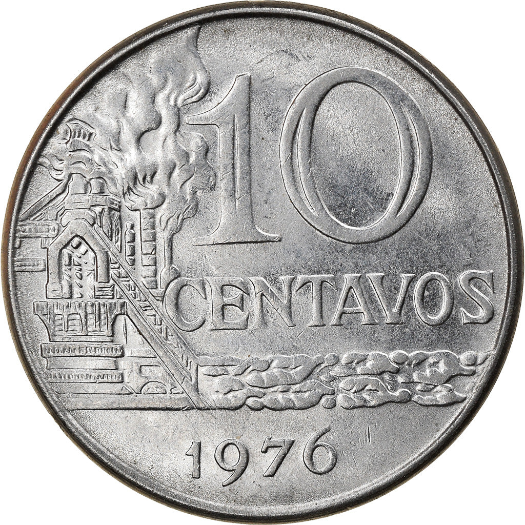 Moneta, Brasile, 10 Centavos, 1976, BB, Acciaio inossidabile, KM:578.1a