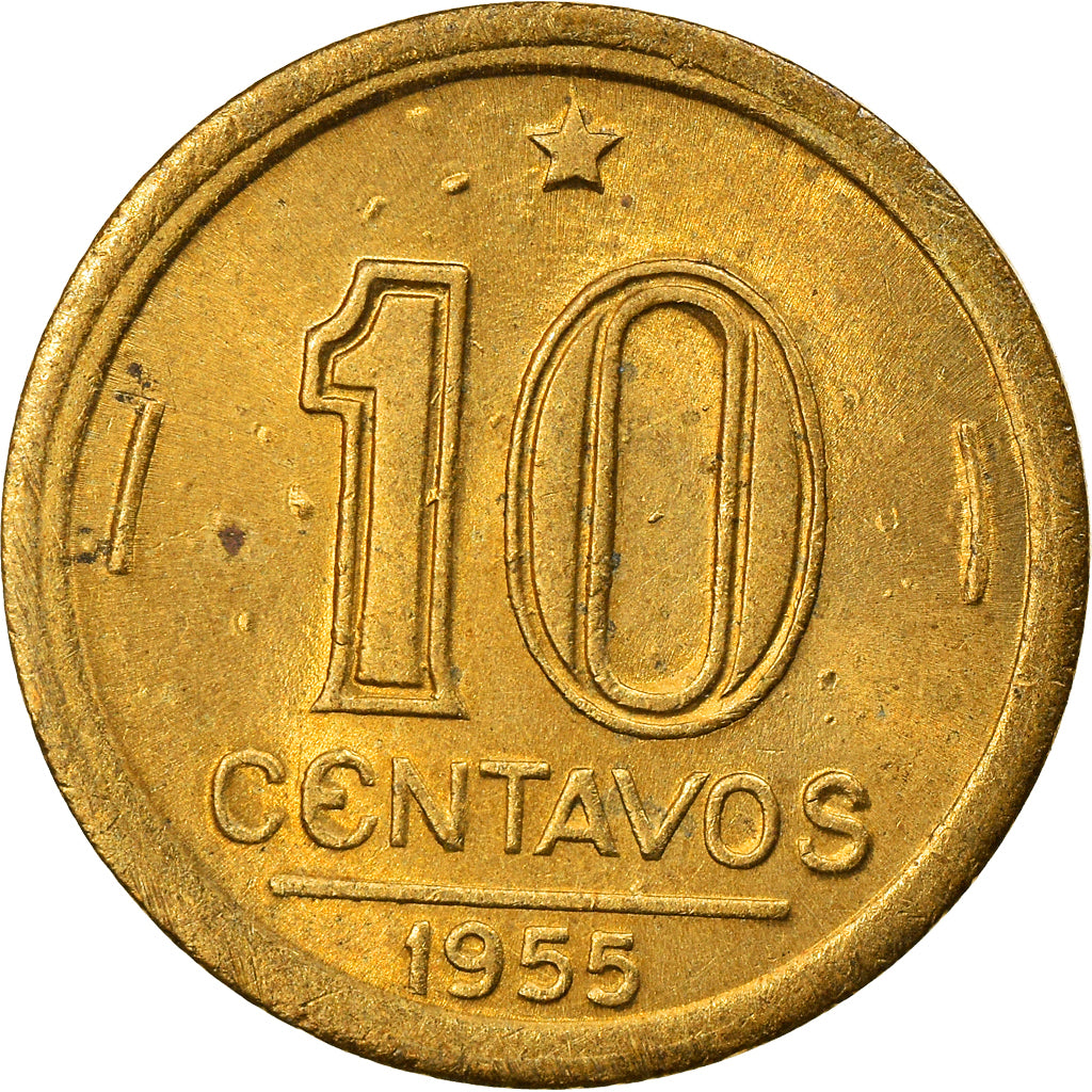 Moneda, Brasil, 10 Centavos, 1955, EBC, Aluminio - bronce, KM:561