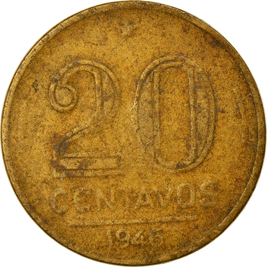 Munten, Brazilië, 20 Centavos, 1946, FR+, Aluminum-Bronze, KM:556a