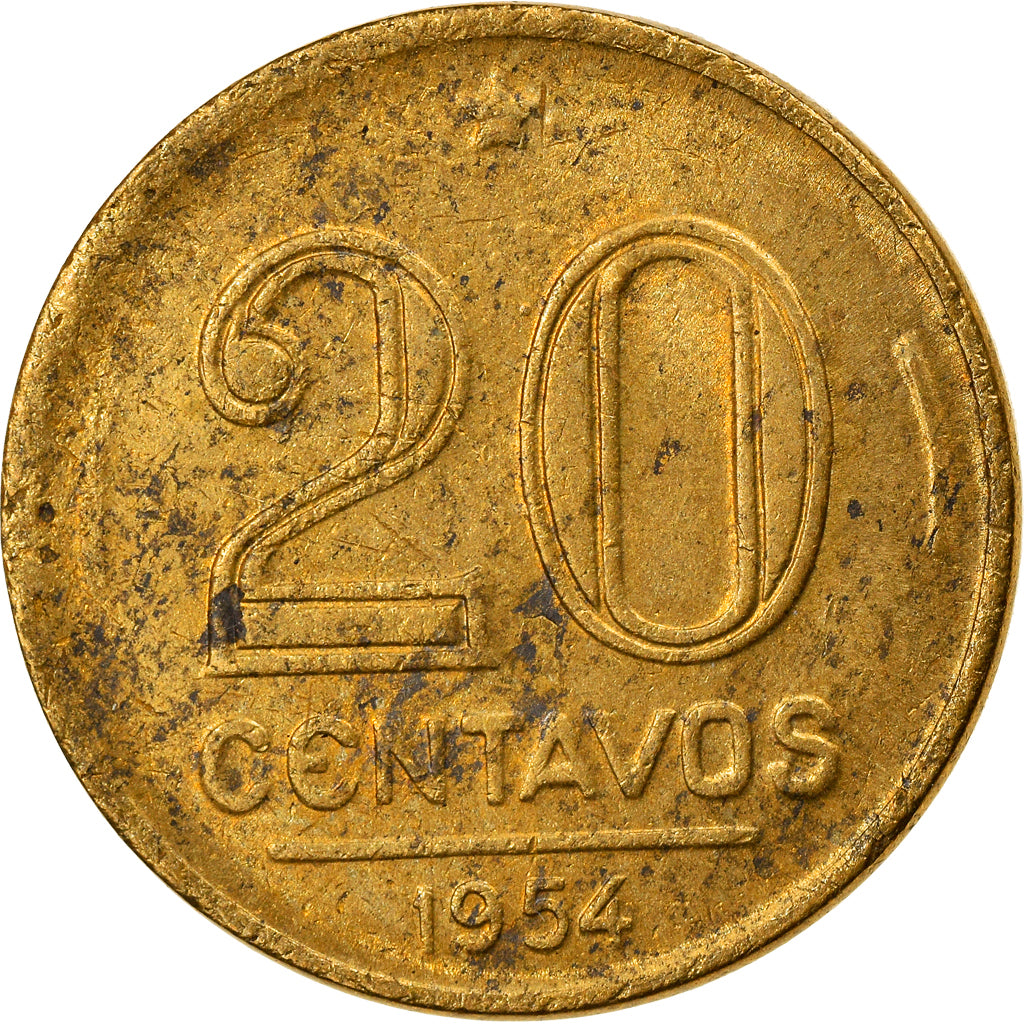 Coin, Brazil, 20 Centavos, 1954, EF(40-45), Aluminum-Bronze, KM:562