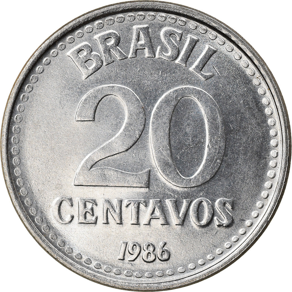 Monnaie, Brésil, 20 Centavos, 1986, TTB, Stainless Steel, KM:603