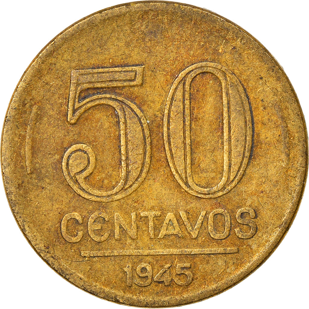 Moeda, Brasil, 50 Centavos, 1945, VF(30-35), Alumínio-Bronze, KM:557a
