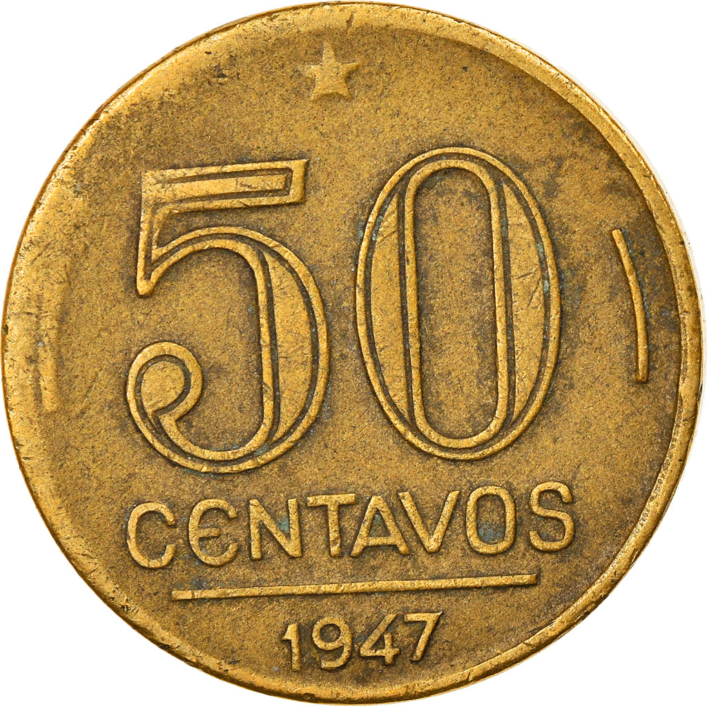 Coin, Brazil, 50 Centavos, 1947, EF(40-45), Aluminum-Bronze, KM:557a