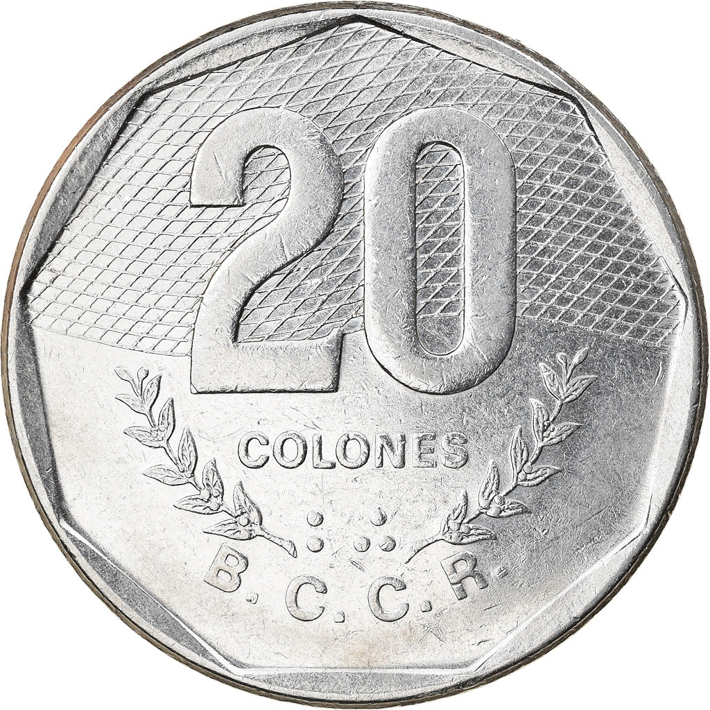 Moneta, Costa Rica, 20 Colones, 1985, EF(40-45), Stal nierdzewna, KM:216.2