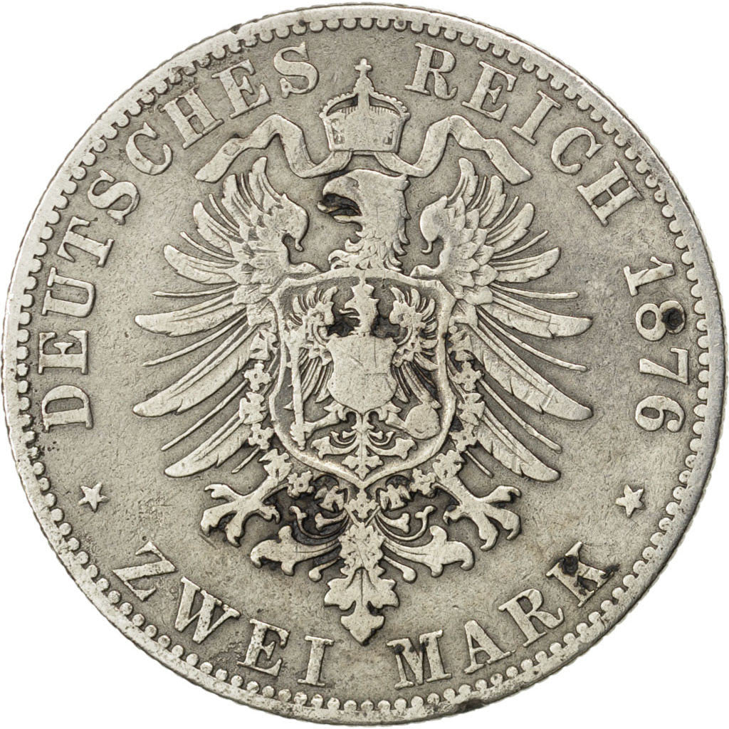 German States, 2 Mark, 1876, Hannover, KM #506, VF(20-25), Silver, 10.76