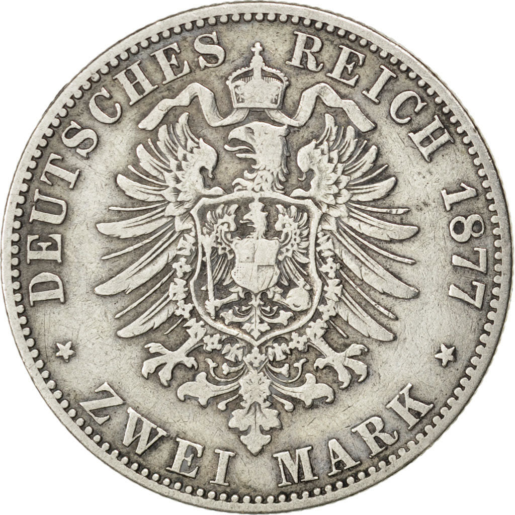 Coin, German States, PRUSSIA, Wilhelm I, 2 Mark, 1877, Berlin, VF(30-35)