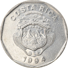 Moneda, Costa Rica, 20 Colones, 1994, MBC, Níquel chapado en acero inoxidable