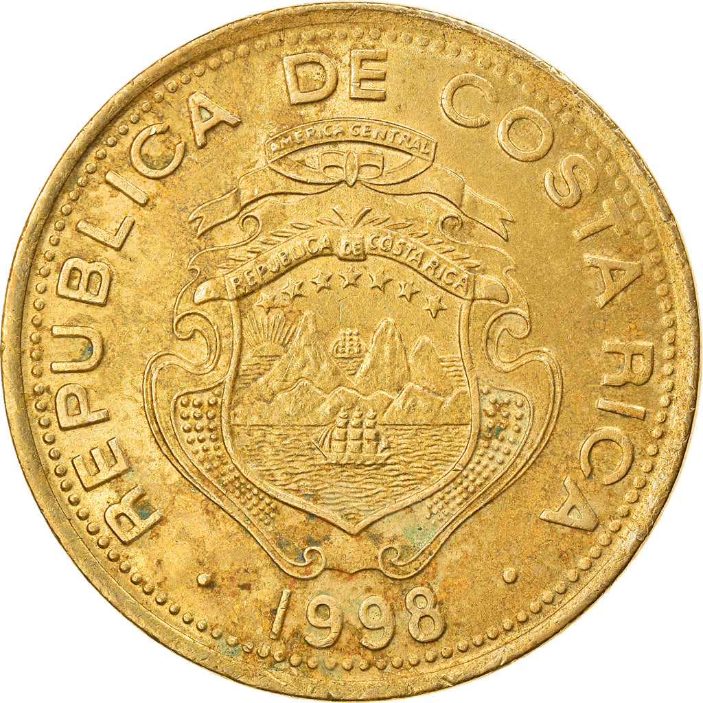 Coin, Costa Rica, 100 Colones, 1998, EF(40-45), Brass, KM:230a