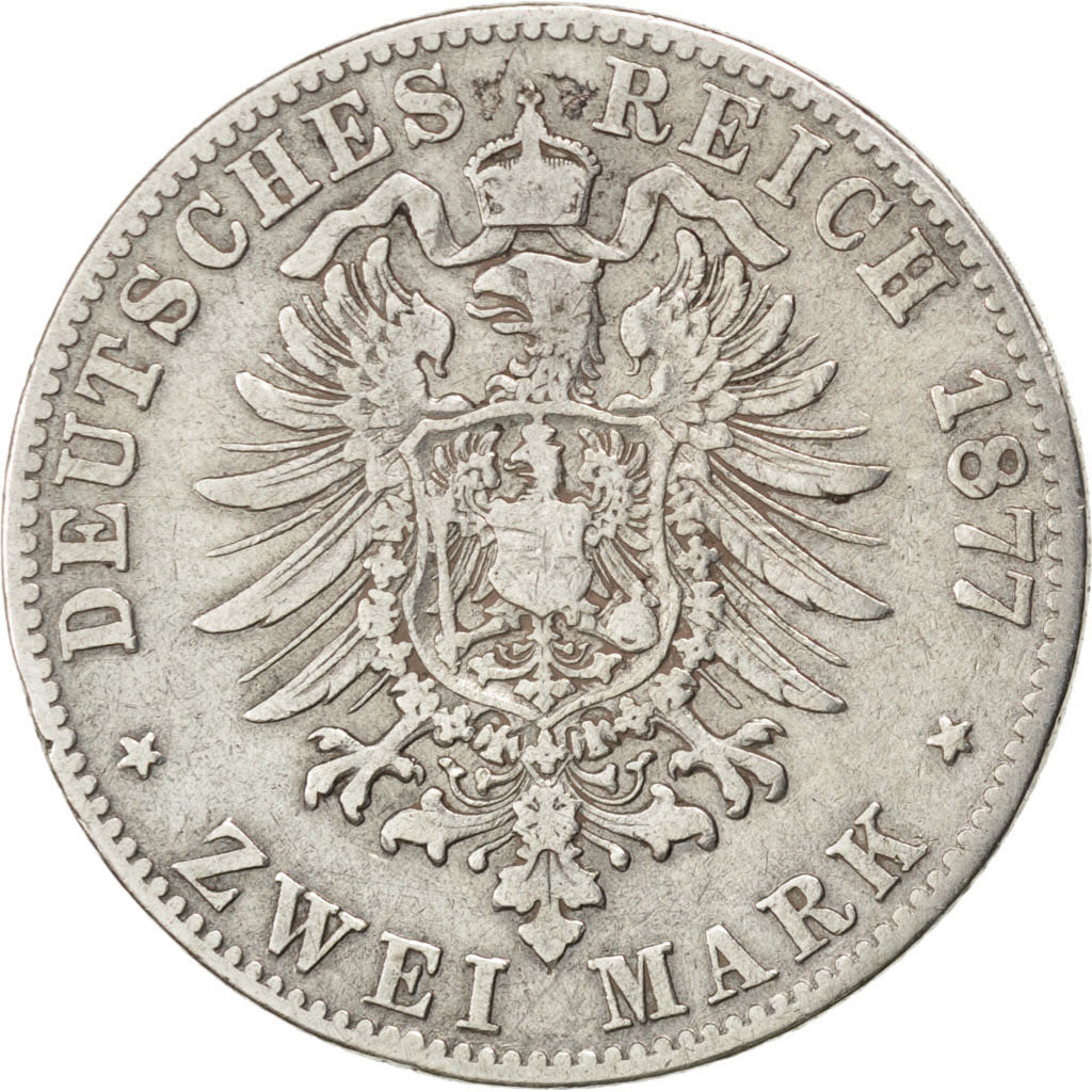 German States, 2 Mark, 1877, Cleves, KM #506, VF(30-35), Silver, 10.88