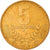 Moneda, Costa Rica, 5 Colones, 1995, MBC, Latón chapado en acero, KM:227