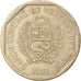 Coin, Peru, Nuevo Sol, 2001, Lima, EF(40-45), Copper-Nickel-Zinc, KM:308.4