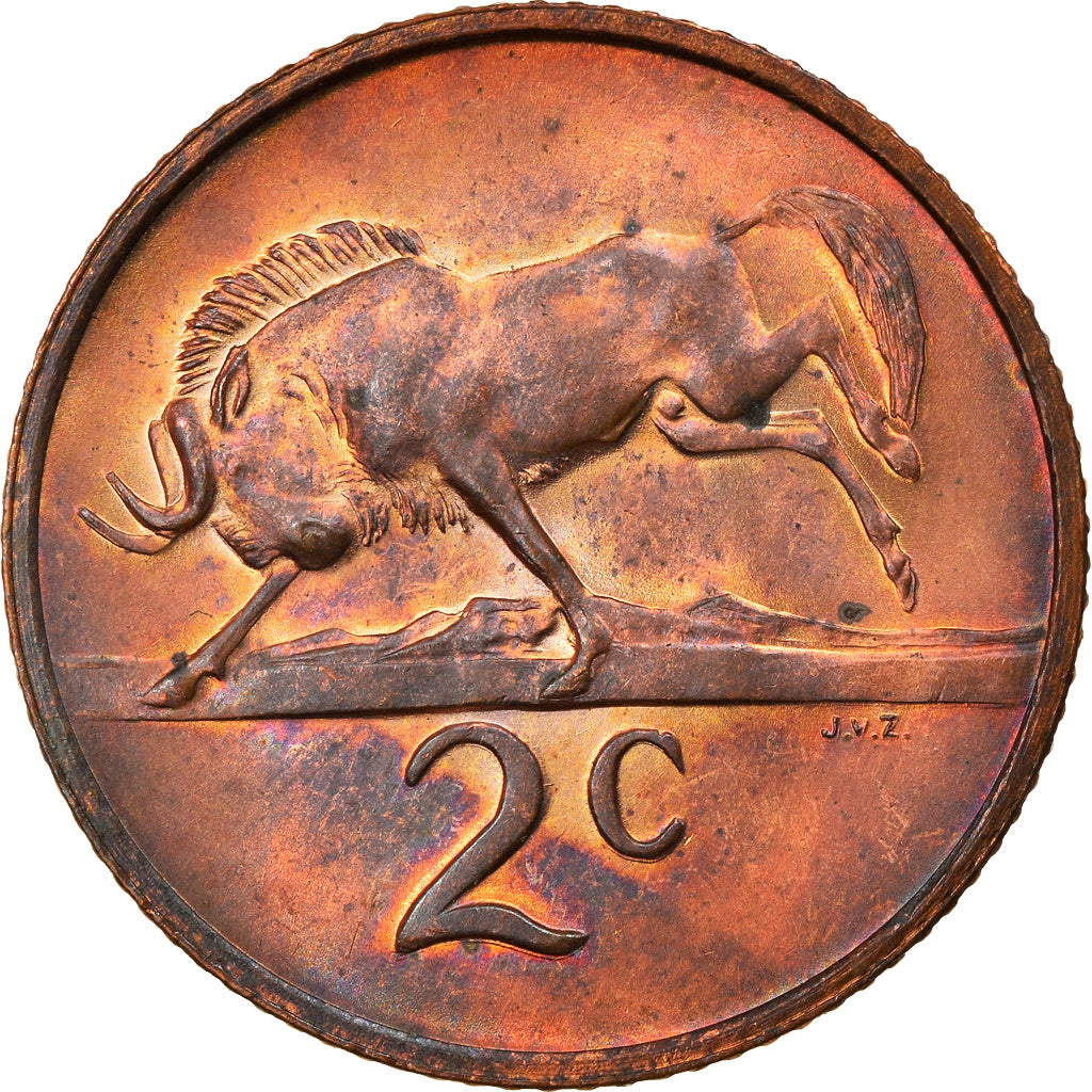 Coin, South Africa, 2 Cents, 1970, EF(40-45), Bronze, KM:83