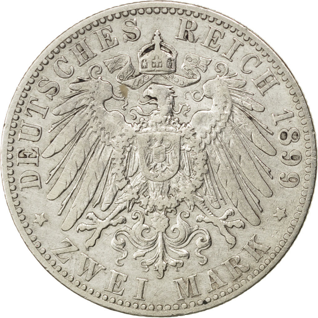 German States, 2 Mark, 1899, Berlin, KM #522, VF(20-25), Silver, 28, 0.00
