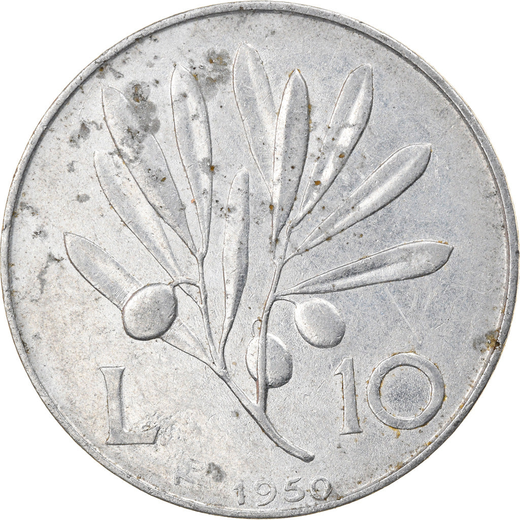 Coin, Italy, 10 Lire, 1950, Rome, EF(40-45), Aluminum, KM:90