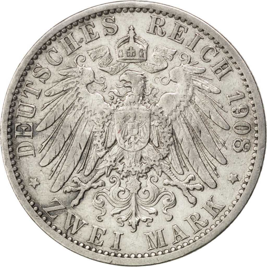 German States, 2 Mark, 1908, Berlin, KM #522, EF(40-45), Silver, 28, 11.05