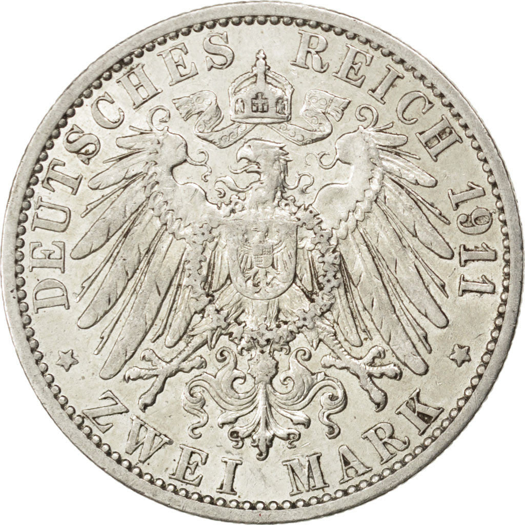 Moneta, Stati tedeschi, PRUSSIA, Wilhelm II, 2 Mark, 1911, Berlin, BB+, Argento