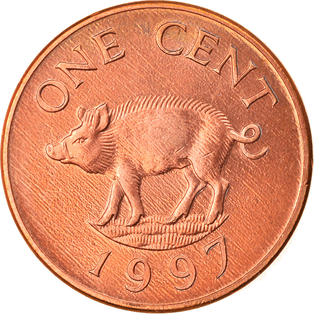 Coin, Bermuda, Elizabeth II, Cent, 1997, MS(63), Copper Plated Zinc, KM:44b