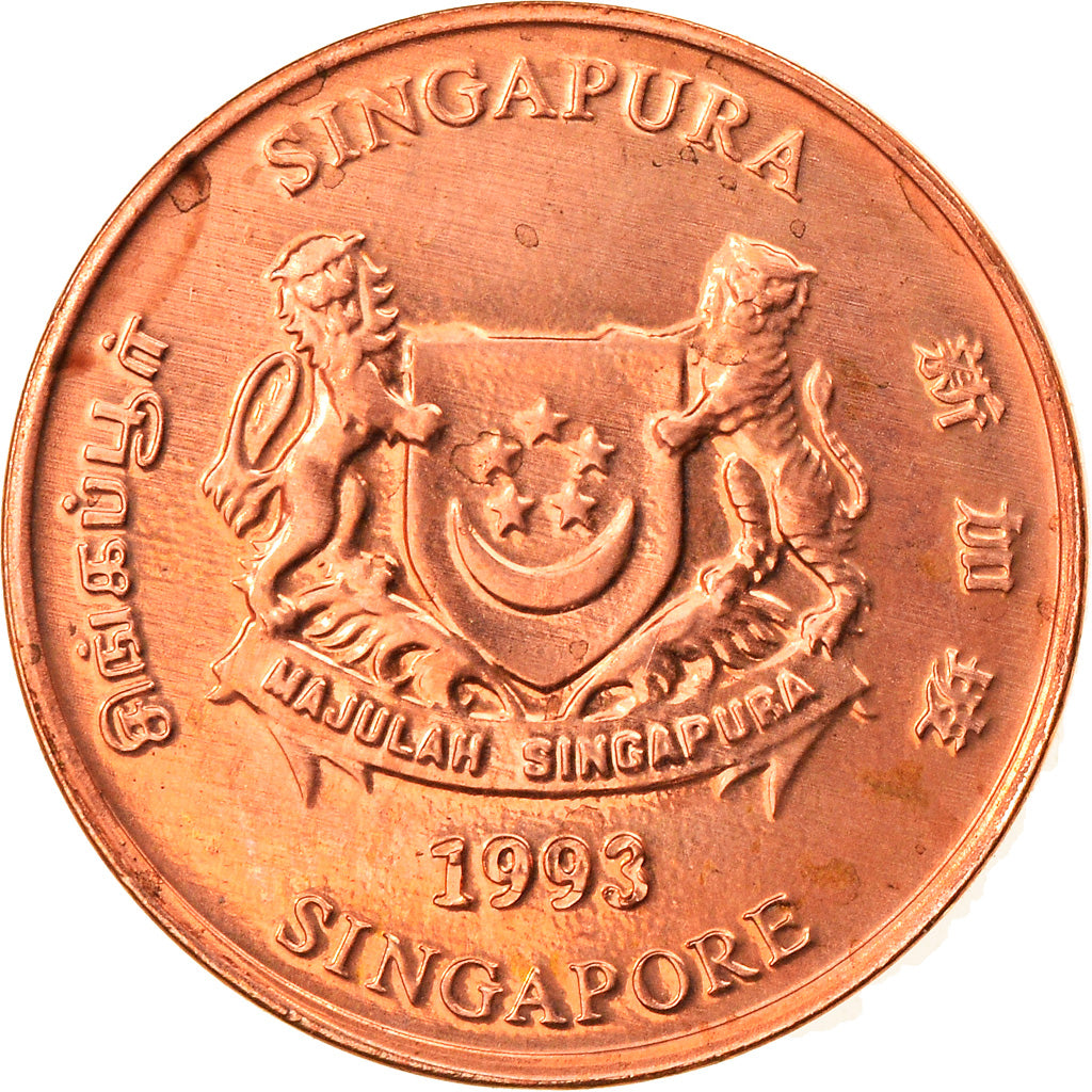Moneta, Singapore, Cent, 1993, Singapore Mint, SPL, Zinco placcato rame, KM:98