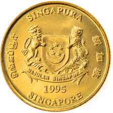 Moneta, Singapur, 5 Cents, 1995, Singapore Mint, MS(63), Aluminium-Brąz, KM:99