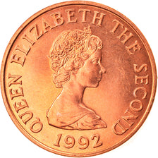 Coin, Jersey, Elizabeth II, 2 Pence, 1992, MS(63), Copper Plated Steel, KM:55b