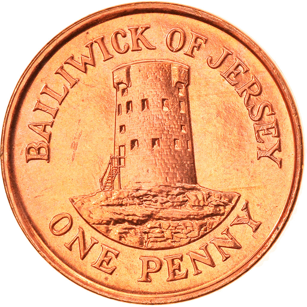 Coin, Jersey, Elizabeth II, Penny, 1994, MS(63), Copper Plated Steel, KM:54b