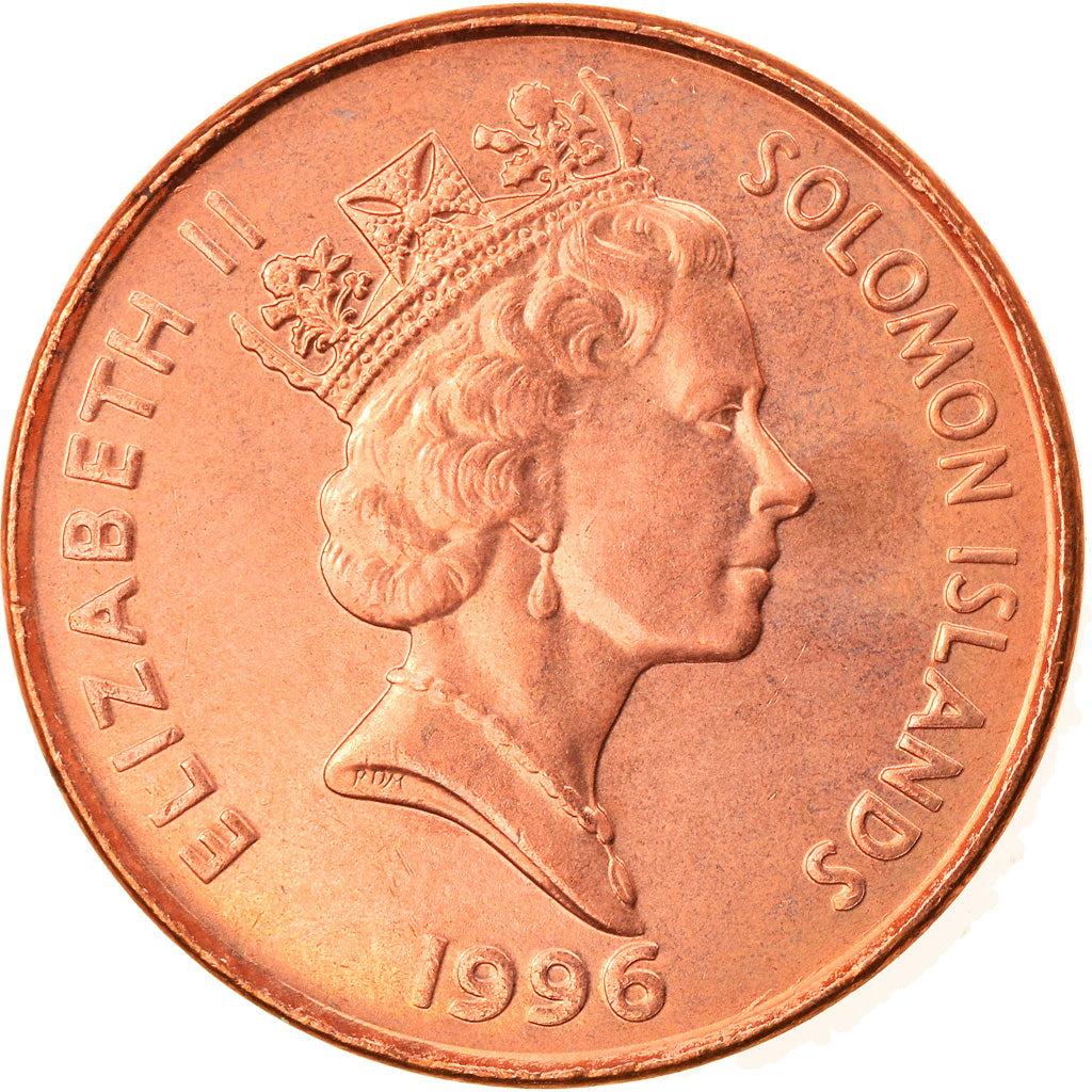 Coin, Solomon Islands, Elizabeth II, 2 Cents, 1996, MS(63), Bronze Plated Steel