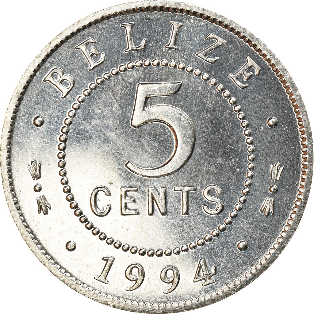 Moneda, Belice, 5 Cents, 1994, SC, Aluminio, KM:34a