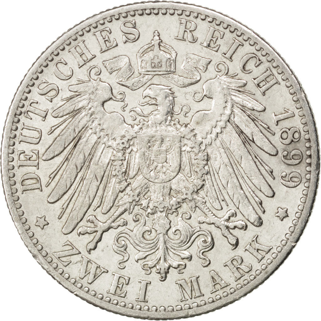 Münze, Deutsch Staaten, WURTTEMBERG, Wilhelm II, 2 Mark, 1899, Freudenstadt