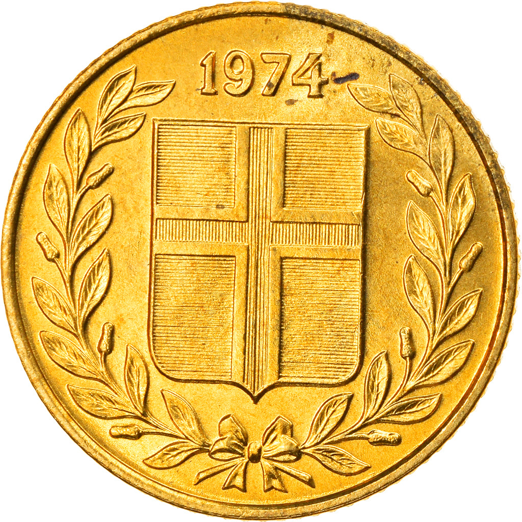 Coin, Iceland, 50 Aurar, 1974, AU(55-58), Nickel-brass, KM:17