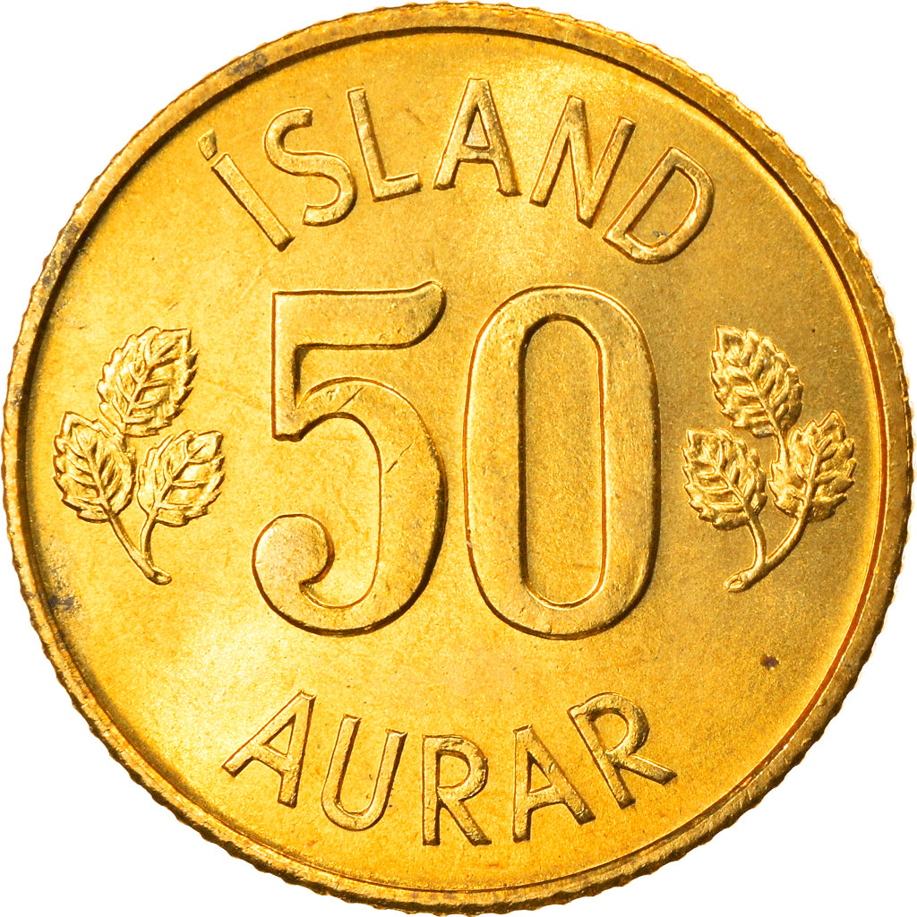 Coin, Iceland, 50 Aurar, 1974, AU(55-58), Nickel-brass, KM:17