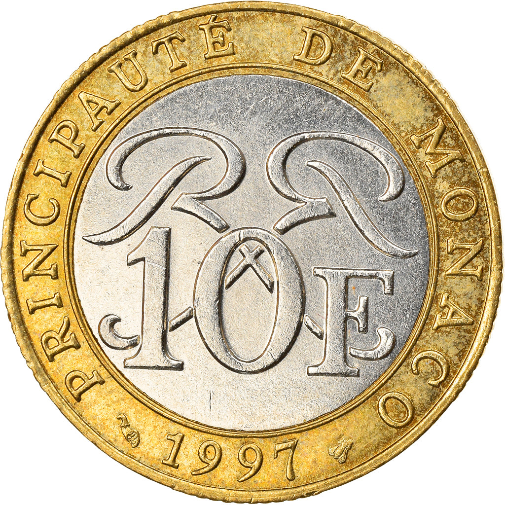 Monnaie, Monaco, Rainier III, 10 Francs, 1997, SUP, Bi-Metallic, Gadoury:160