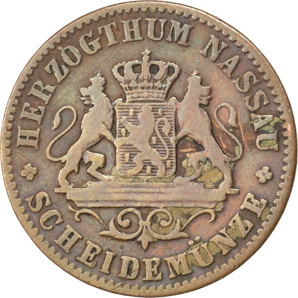 Coin, German States, NASSAU, Adolph, Kreuzer, 1862, Wiesbaden, EF(40-45)