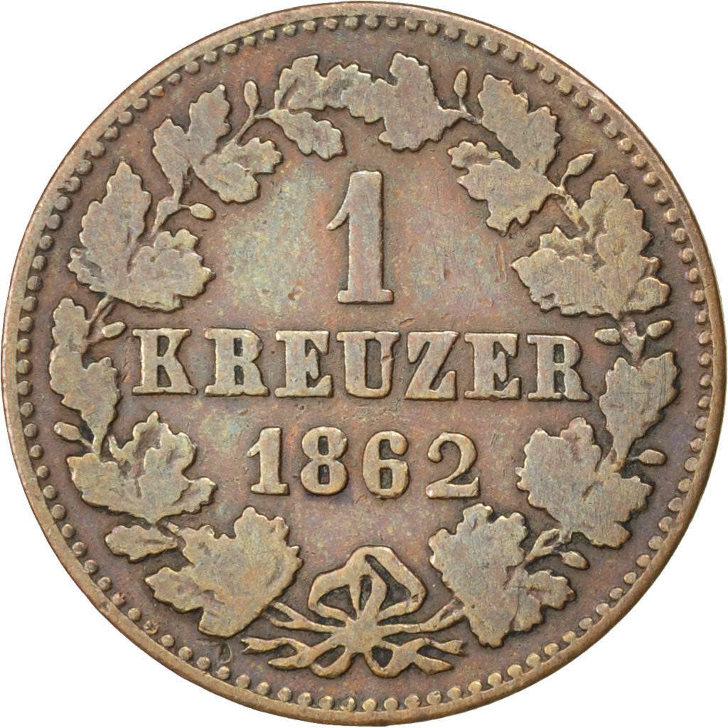 Coin, German States, NASSAU, Adolph, Kreuzer, 1862, Wiesbaden, EF(40-45)