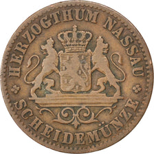 Monnaie, Etats allemands, NASSAU, Adolph, Kreuzer, 1863, Wiesbaden, TTB, Cuivre