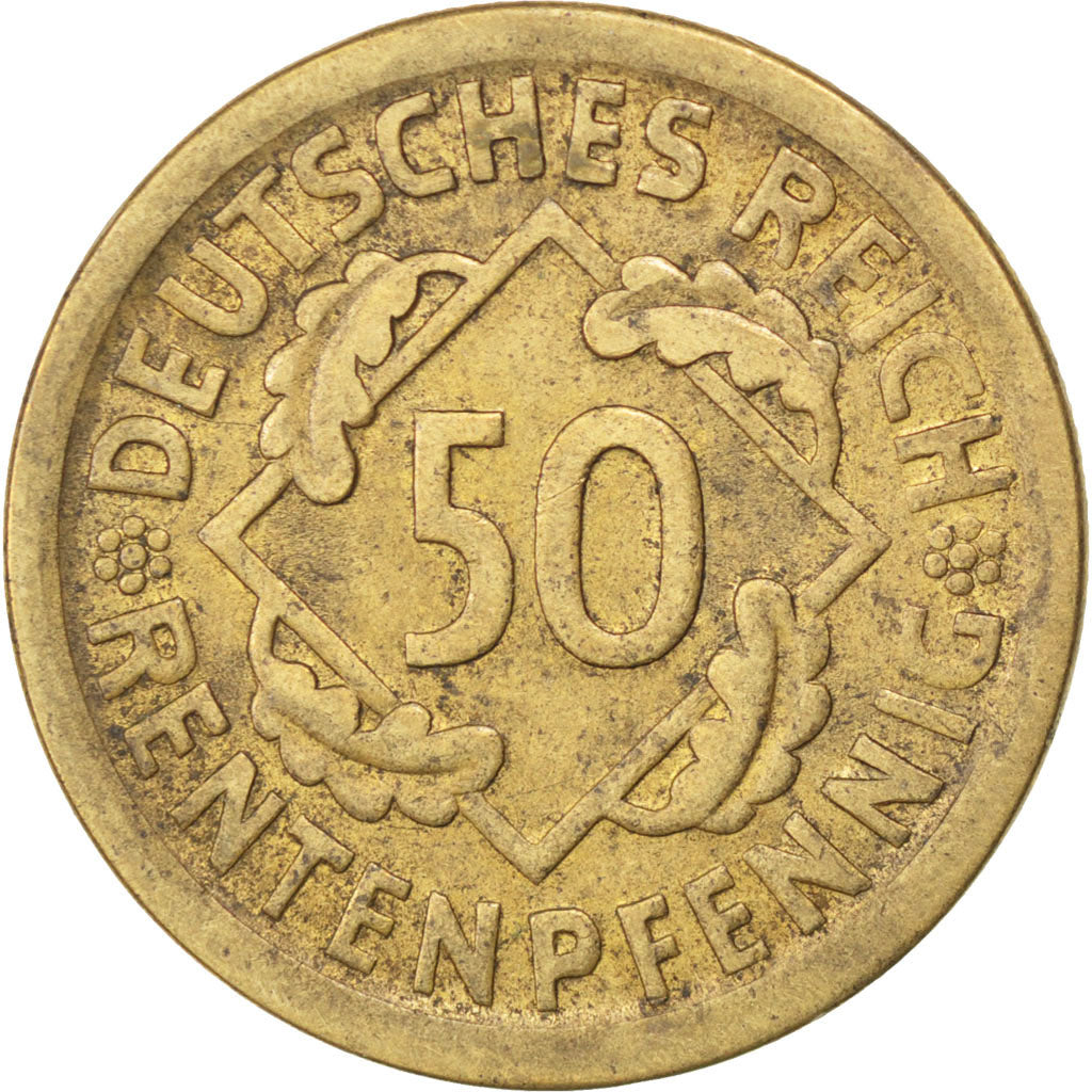 GERMANY, WEIMAR REPUBLIC, 50 Rentenpfennig, 1924, Munich, KM #34, EF(40-45),...