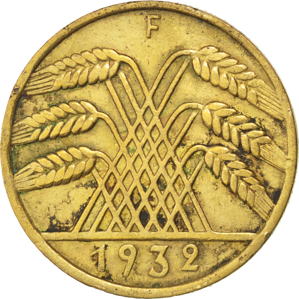 GERMANY, WEIMAR REPUBLIC, 10 Reichspfennig, 1932, Stuttgart, KM #40, EF(40-45),.