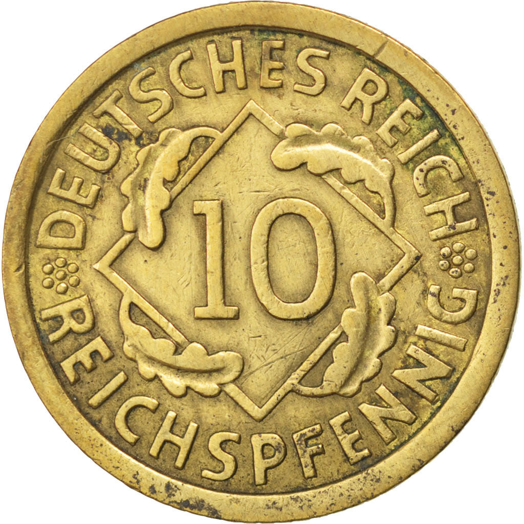 GERMANY, WEIMAR REPUBLIC, 10 Reichspfennig, 1932, Stuttgart, KM #40, EF(40-45),.
