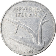 Coin, Italy, 10 Lire, 1965, Rome, EF(40-45), Aluminum, KM:93