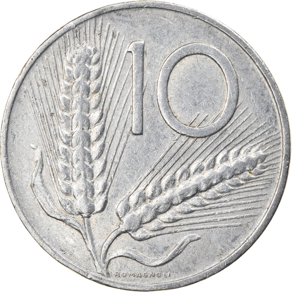 Coin, Italy, 10 Lire, 1965, Rome, EF(40-45), Aluminum, KM:93