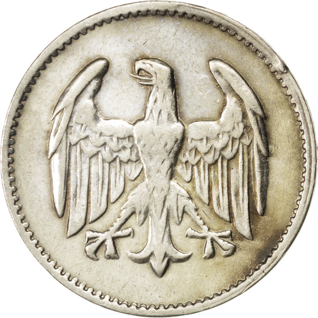GERMANY, WEIMAR REPUBLIC, Mark, 1924, Stuttgart, KM #42, EF(40-45), Silver, 23,.