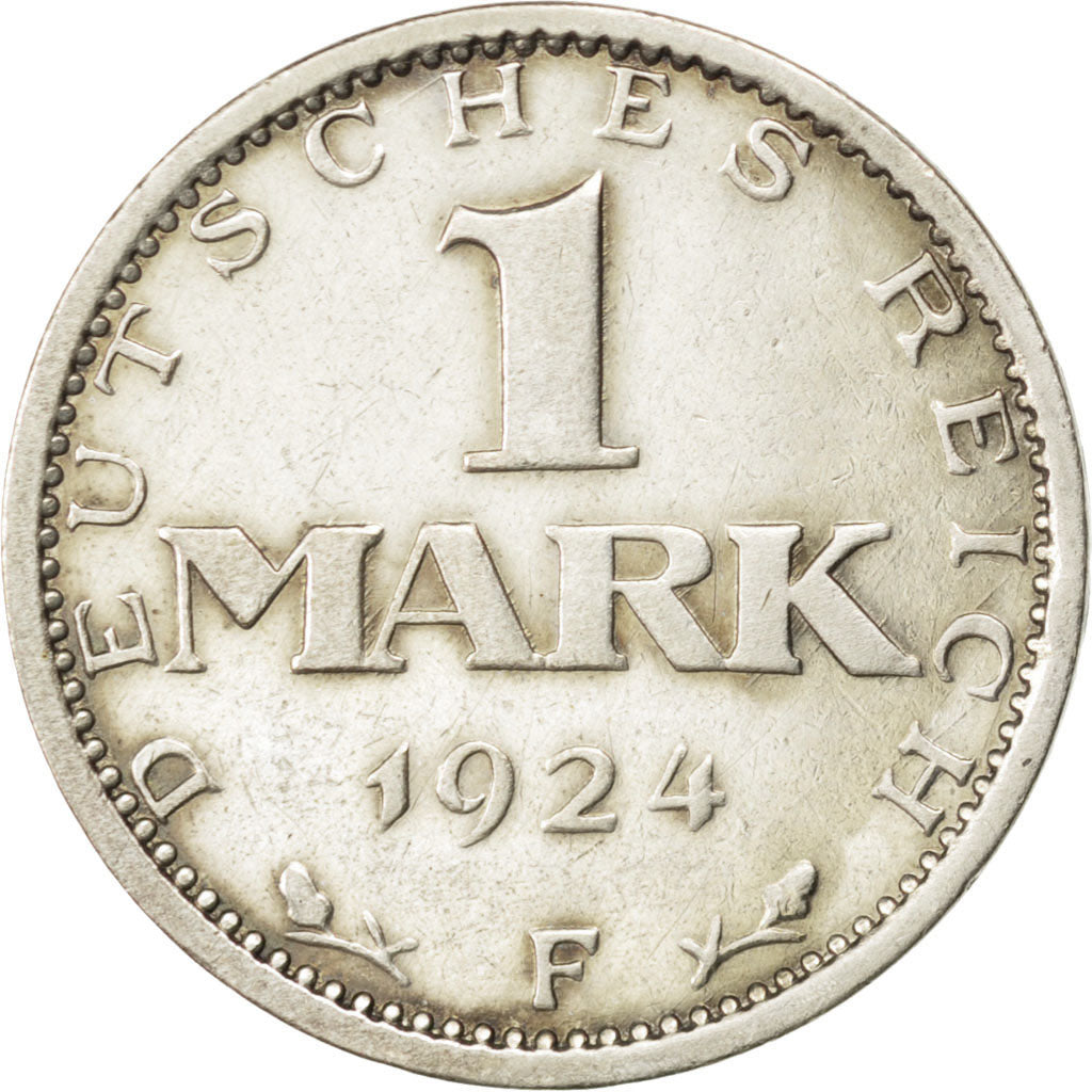GERMANY, WEIMAR REPUBLIC, Mark, 1924, Stuttgart, KM #42, EF(40-45), Silver, 23,.