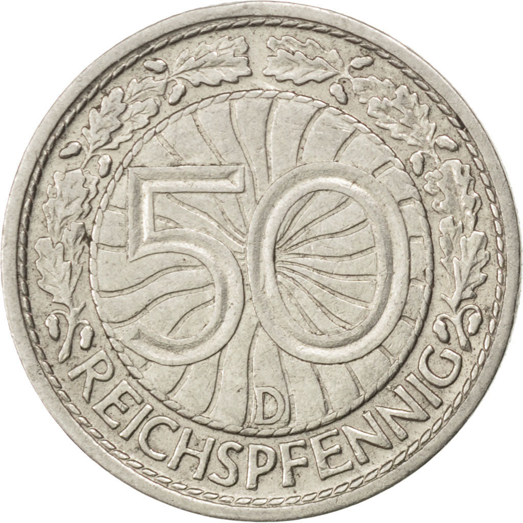 GERMANY, WEIMAR REPUBLIC, 50 Reichspfennig, 1929, Munich, KM #49, EF(40-45),...