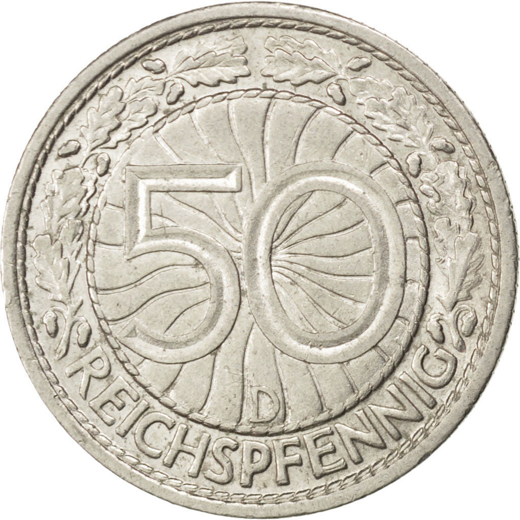 Coin, GERMANY, WEIMAR REPUBLIC, 50 Reichspfennig, 1937, Munich, AU(55-58)