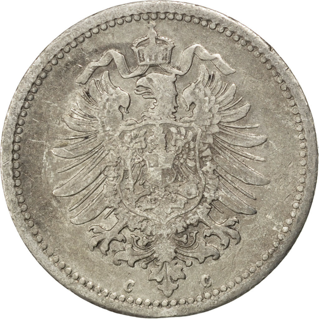 GERMANY - EMPIRE, 50 Pfennig, 1876, Frankfurt, KM #6, EF(40-45), Silver, 2.72