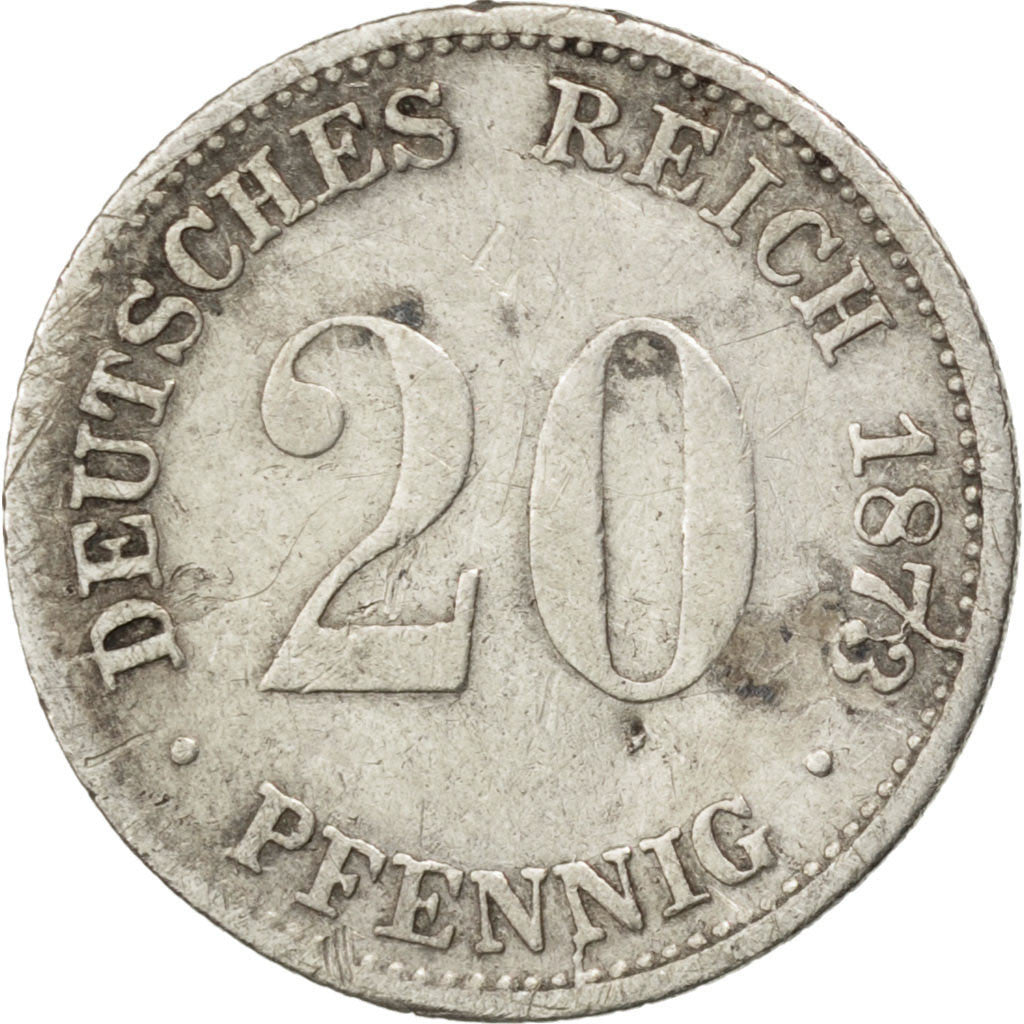 Coin, GERMANY - EMPIRE, Wilhelm I, 20 Pfennig, 1873, Frankfurt, VF(20-25)