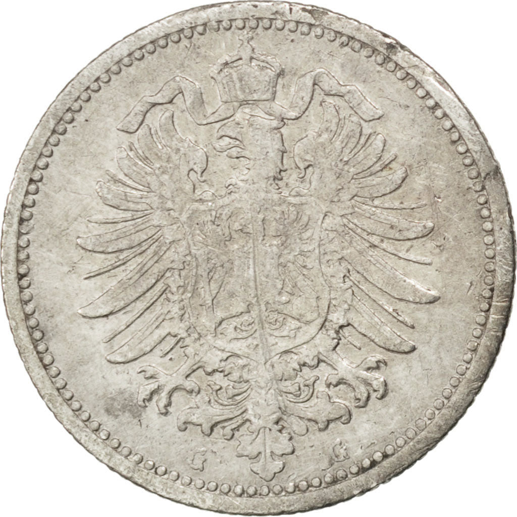 GERMANY - EMPIRE, 20 Pfennig, 1873, Karlsruhe, KM #5, VF(20-25), Silver, 1.05