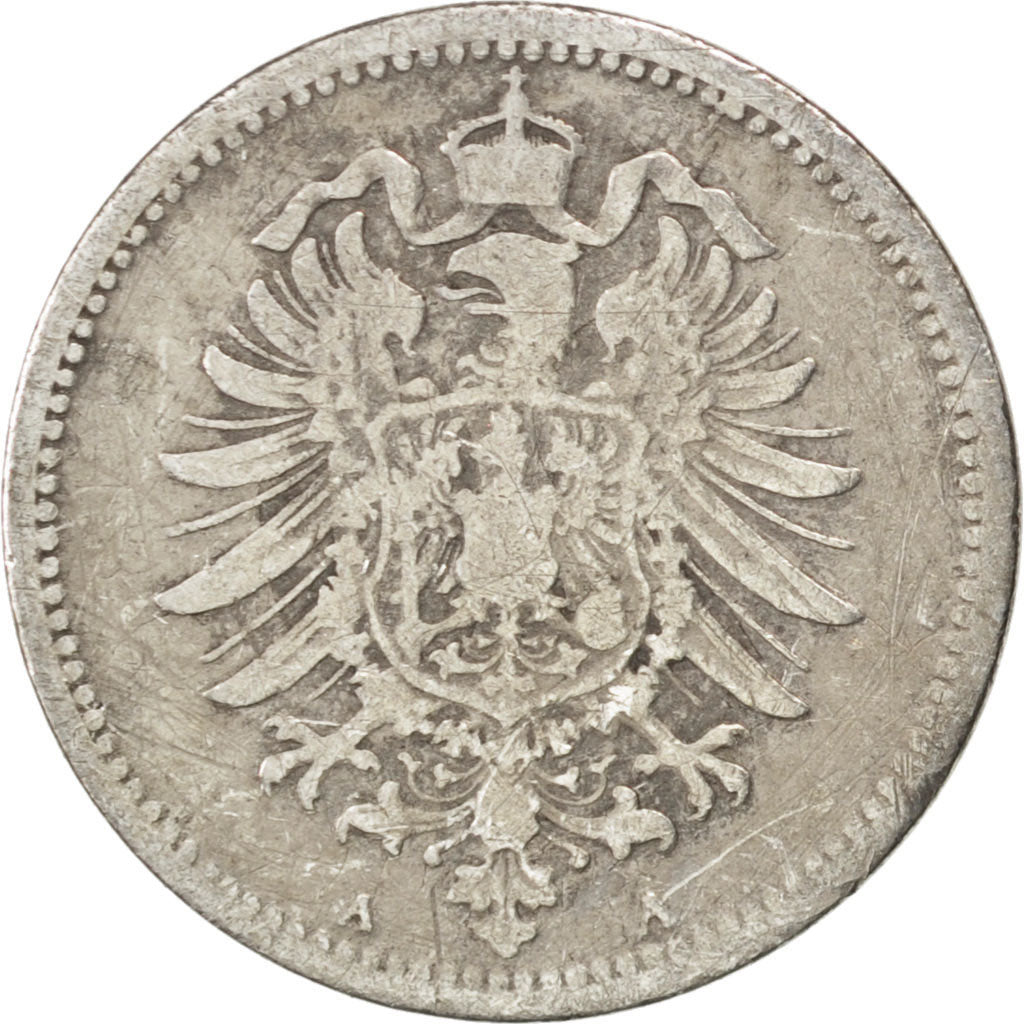 GERMANY - EMPIRE, 20 Pfennig, 1874, Berlin, KM #5, VF(20-25), Silver, 1.10