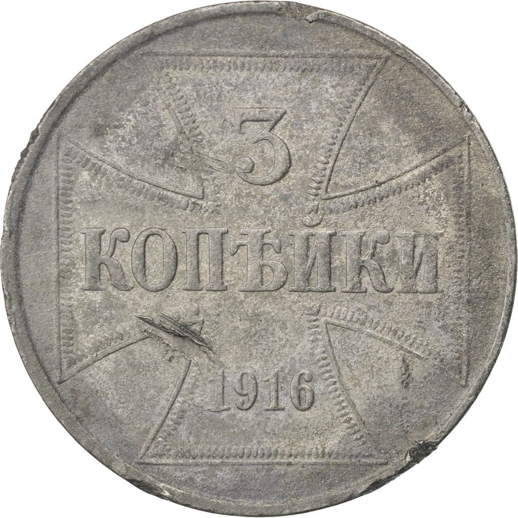 GERMANY - EMPIRE, 3 Kopeks, 1916, Hambourg, KM #23, VF(20-25), Iron, 8.49