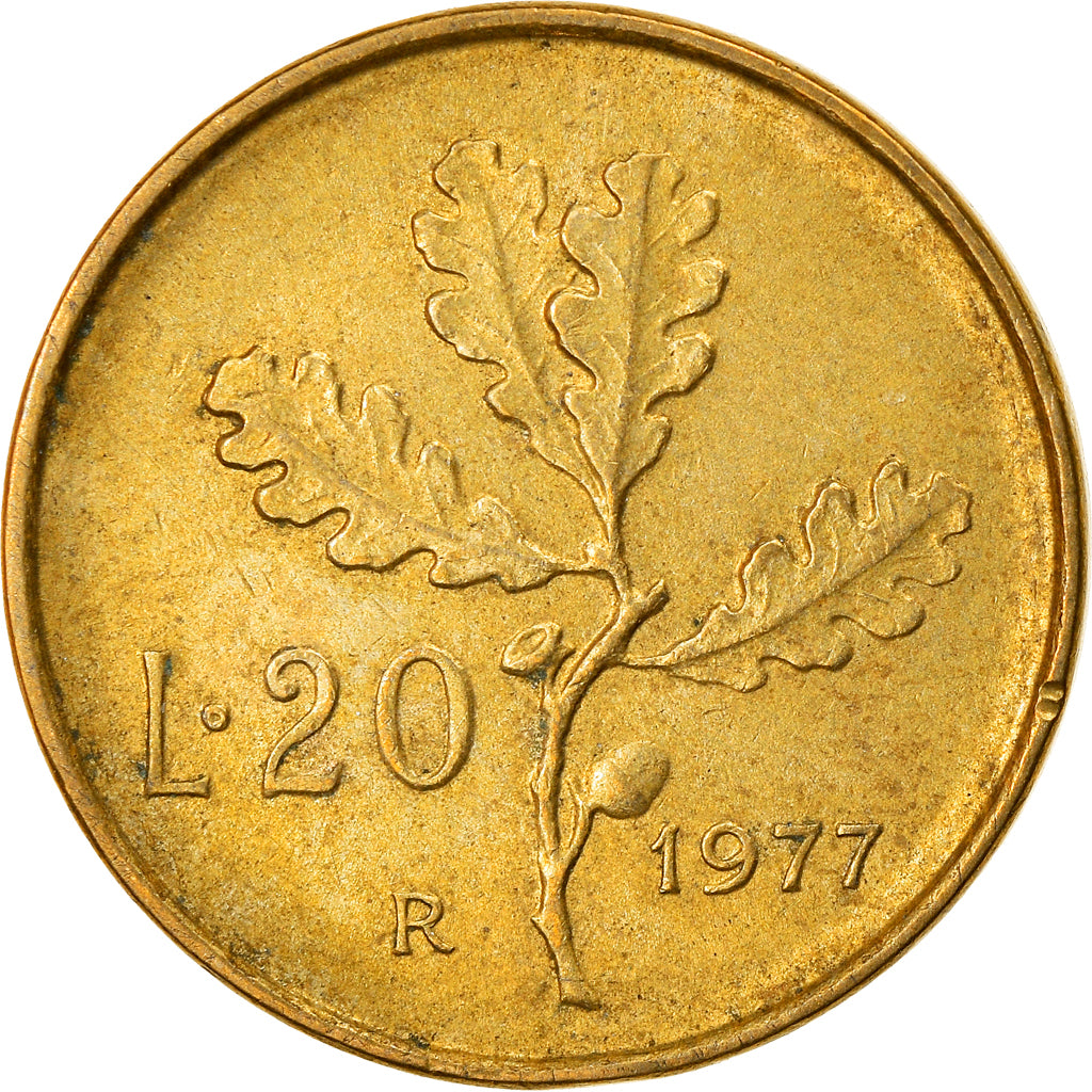 Monnaie, Italie, 20 Lire, 1977, Rome, TTB, Aluminum-Bronze, KM:97.2