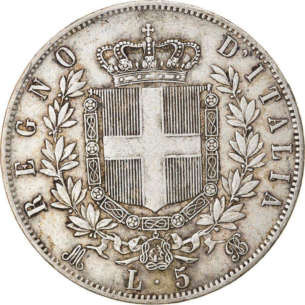 Coin, Italy, Vittorio Emanuele II, 5 Lire, 1869, Milan, EF(40-45), Silver